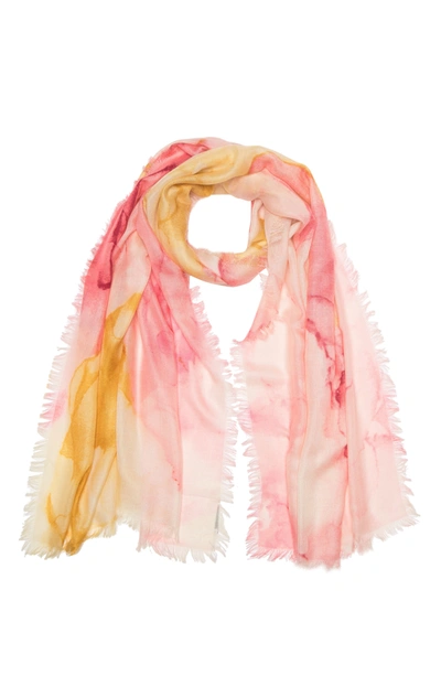 Nordstrom Eyelash Trim Print Cashmere & Silk Wrap In Pink Combo