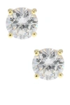 Cz By Kenneth Jay Lane Round Cz 4 Prong Luxe Earrings In Clear/gold