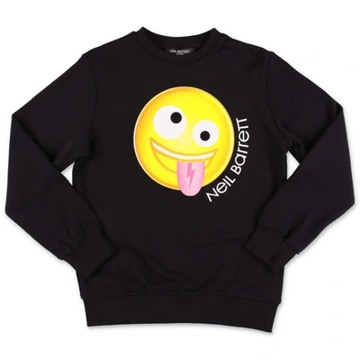 Neil Barrett Kids Smiley Face Printed Sweatshirt In Black