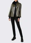 AKRIS PUNTO CRUSHED LACQUERED STAND-COLLAR JACKET,PROD164490176
