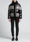 Moncler Erine Quilted Coated-tweed And Shell Down Jacket In Grey