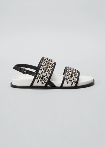 Alaïa Bicolor Chain Sporty Slingback Sandals In 991 Noirblanc