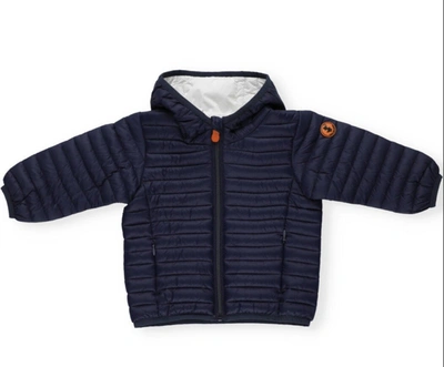 Save The Duck Babies' Quilted Hooded Puffer Jacket In Blue In Navy