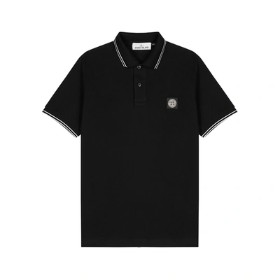 Stone Island Mens Black Brand-patch Regular-fit Stretch-cotton Polo Shirt Xl