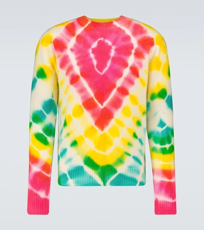 The Elder Statesman Burst Tie-dyed Cashmere Sweater In Yellow