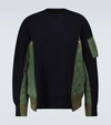 Sacai Bomber Jacket Hybrid Panelled Sweatshirt In Multicoloured
