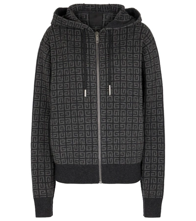 Givenchy Cashmere-jacquard Hoodie In Grey
