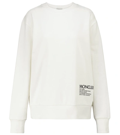 Moncler Logo-print Cotton-blend Sweatshirt In Natural
