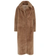 Yves Salomon Brown Meteo Maxi Single Breasted Coat In Beige