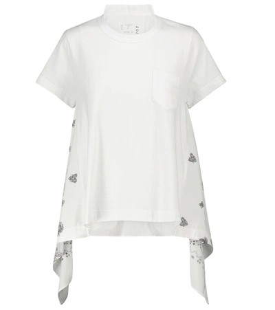 Sacai Bandana Opal-print Back T-shirt In White