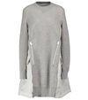 Sacai Ma-1 Side Gusset Long Sleeve Sponge Minidress In Grey