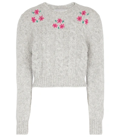 Alessandra Rich Cable-knit Alpaca Wool-blend Sweater In Grey