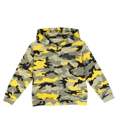 Dolce & Gabbana Kids' Camouflage-print Cotton Hoodie In Multi-coloured