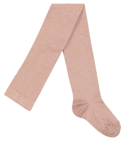 Il Gufo Kids' Metallic Tights In Pink