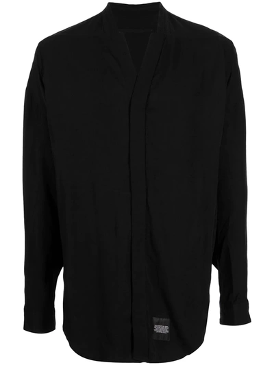 Julius Logo Patch Long-sleeve Shirt In Black