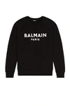 Balmain Logo Print Cotton Jersey Sweatshirt In Black,white