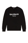 Balmain Logo Print Cotton Jersey Sweatshirt In Black