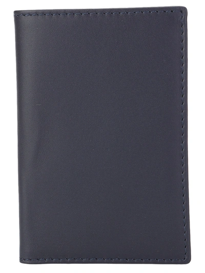 Comme Des Garçons Leather Smooth Bi-fold Wallet In Navy