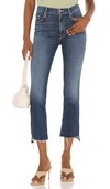 Mother The Insider Crop Step Fray High-rise Bootcut Jeans In Girl Crush
