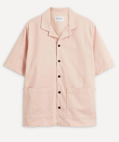 Albam Alternate Cuban-collar Organic Cotton-blend Shirt In Pink