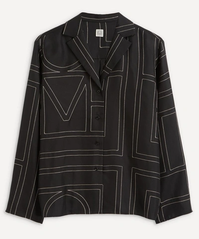 Totême Toteme Silk Twill Pajama Shirt In Black