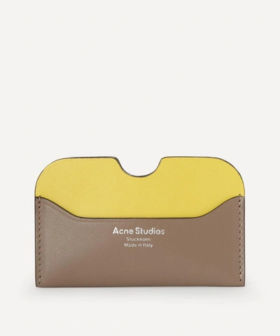Acne Studios Two-tone Leather Card Holder In Multi Grey