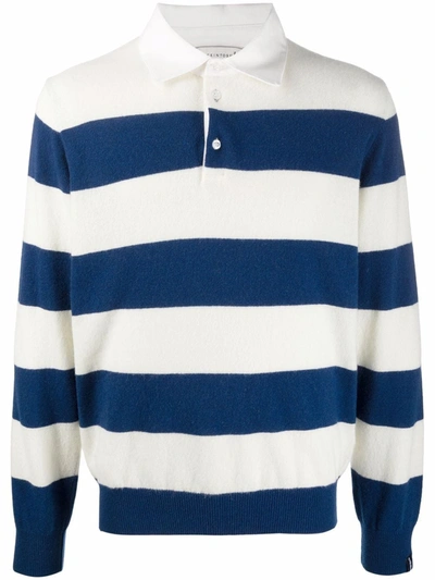 Mackintosh Striped Rugby Shirt In Weiss