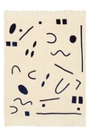 Minna Abstract Throw Blanket In Ivory/indigo