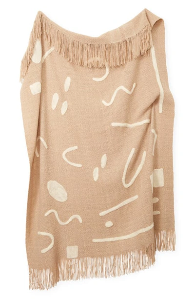Minna Abstract Throw Blanket In Beige/ivory