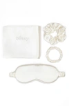 Blissy Dream 4-piece Mulberry Silk Set In White Multi