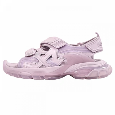 Balenciaga Logo Embossed Velcro Trap Track Sandals In Purple