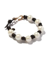 JOIE DIGIOVANNI KNOTTED PEARL AND LEATHER SNAKE BRACELET
