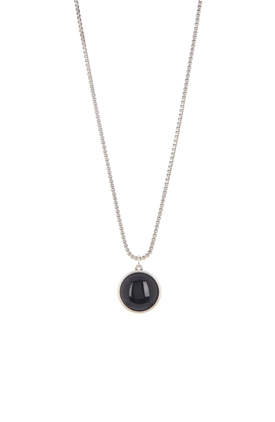 Abound Bold Round Black Stone Pendant Necklace In Black- Silver