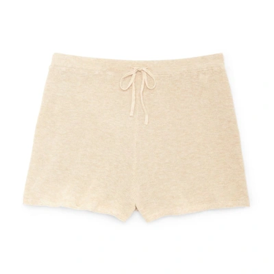 Skin + Net Sustain Weslin Ribbed Organic Cotton-blend Shorts In Bde - Blonde