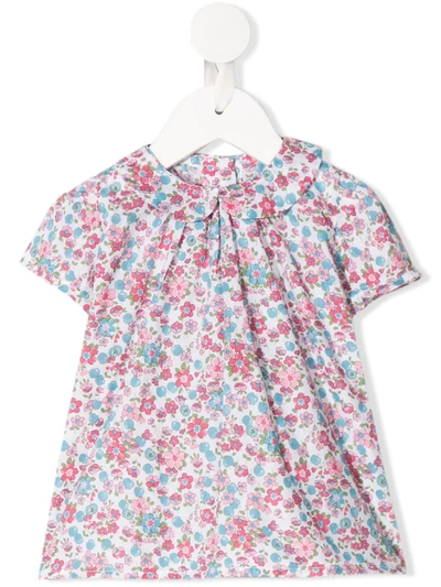 Siola Babies' Buttoned Floral-print Blouse In White