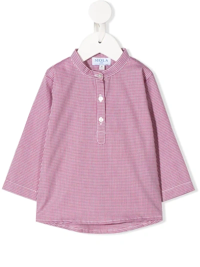 Siola Babies' Buttoned Micro-print Shirt In Red