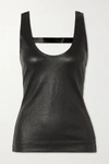 GIVENCHY PANELED RIBBED LEATHER AND COTTON-BLEND JERSEY TANK