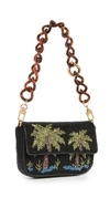 Staud Tommy Leather-trimmed Beaded Shoulder Bag In Palm