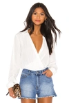 Superdown Presely Surplice Bodysuit In White