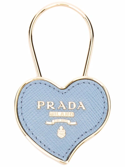 PRADA ハート キーリング ブルー Prada Heart Logo Keyring In Blue | ModeSens