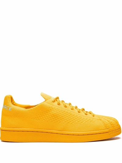 Adidas Originals Pharrell Williams Superstar Embroidered Primeknit Trainers In Yellow