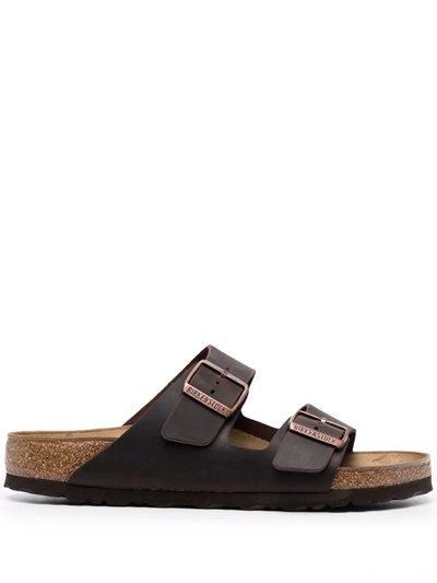 Birkenstock Arizona Habana Sandals In Oiled Nabuck Leather In Dark Brown