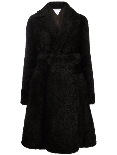 Bottega Veneta Shearling Mid-length Coat In Grün