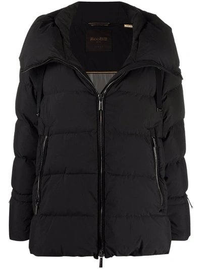 Moorer Drawstring Detailing Funnel Neck Puffer Jacket In Black