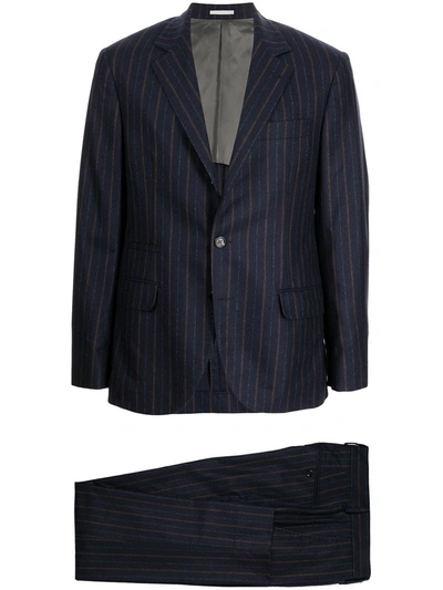 Brunello Cucinelli Stripe-print Two-piece Suit In Blue