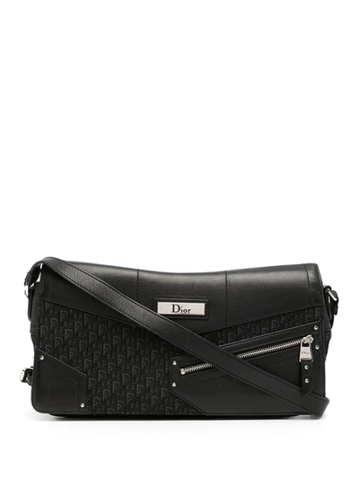 Pre-owned Dior  Trotter Pattern Shoulder Bag In Black