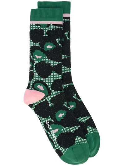 Henrik Vibskov Strawberry Knit Socks In Green