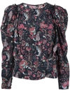 Isabel Marant Batozia Ruched Printed Silk-blend Crepe De Chine Blouse In Multicolour