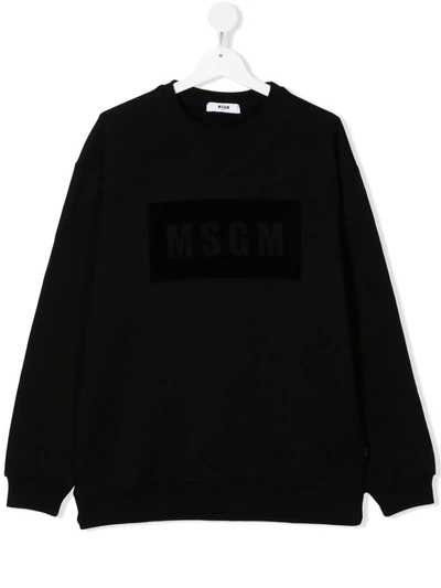 Msgm Teen Logo-print Cotton Sweatshirt In Black