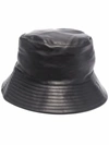 Yves Salomon Leather Bucket Hat In Black